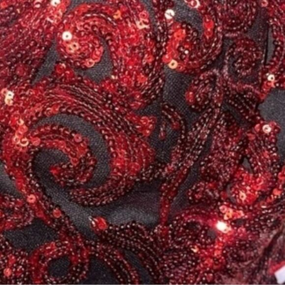 NWT Promgirl Ruby Red Black Sequin overlay short corset back homecoming dress 2 - Picture 2 of 9